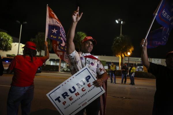 Image from 2020 - Presidential Elections @ Miami, FL - Supporters of President Donald Trump rally in front of...
