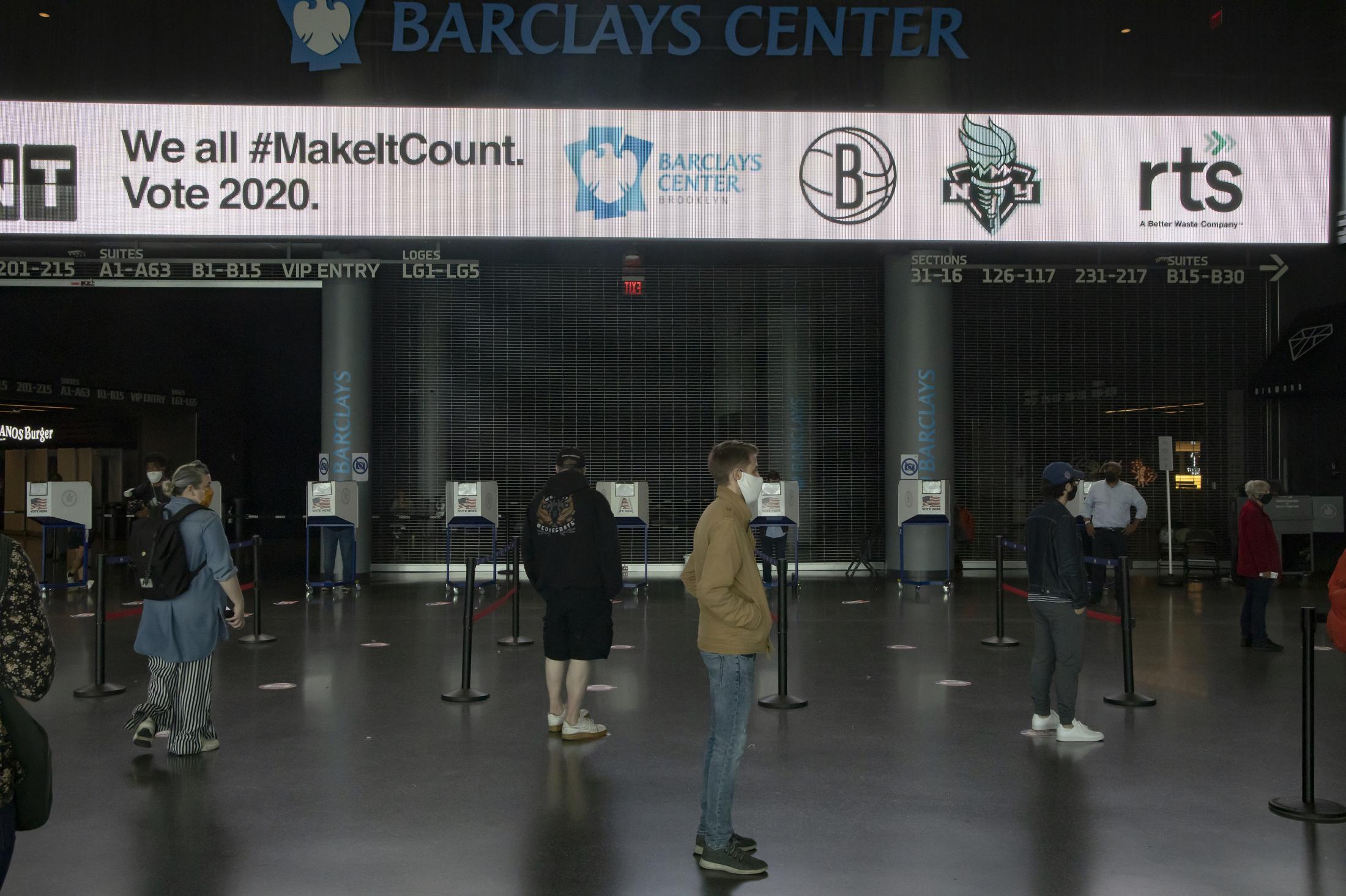2020 Elections - Voters casting ballots inside of the Barclayâ€™s Center...