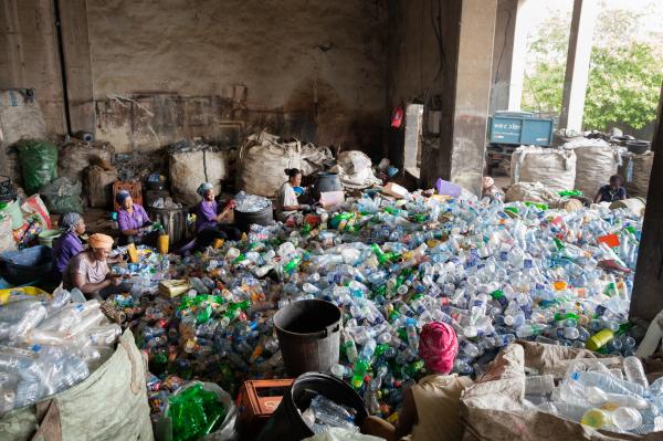 Recycling Lagos  - Sorters at the Wecyclers Berger hub in Ebute Metta sort...