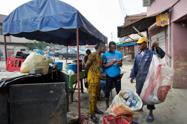 Recycling Lagos  - Wecyclers collectors Idowu Adetunji (right) and Julius...