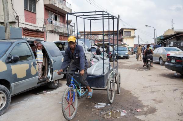 Image from Recycling Lagos  - Idowu Adetunji collects recyclables with a modified...