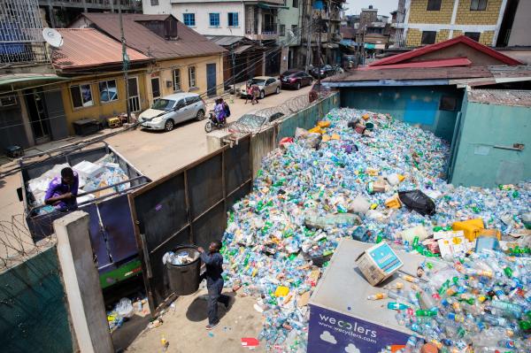 Image from Recycling Lagos  - Workers collect recyclables at Wecyclers main office on...