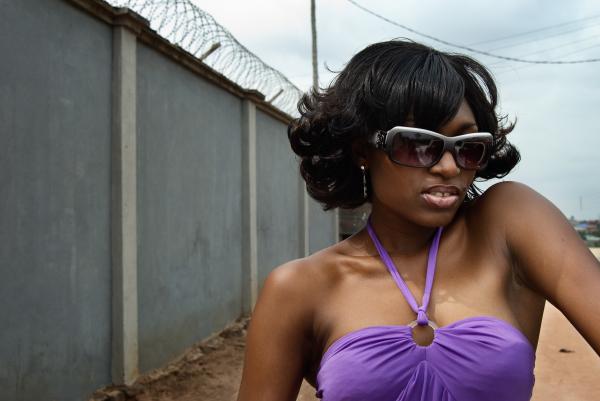 Image from Nollywood: Cinema of Nigeria - Nigerian film actress Ufuoma Ejenobor on the set of a...