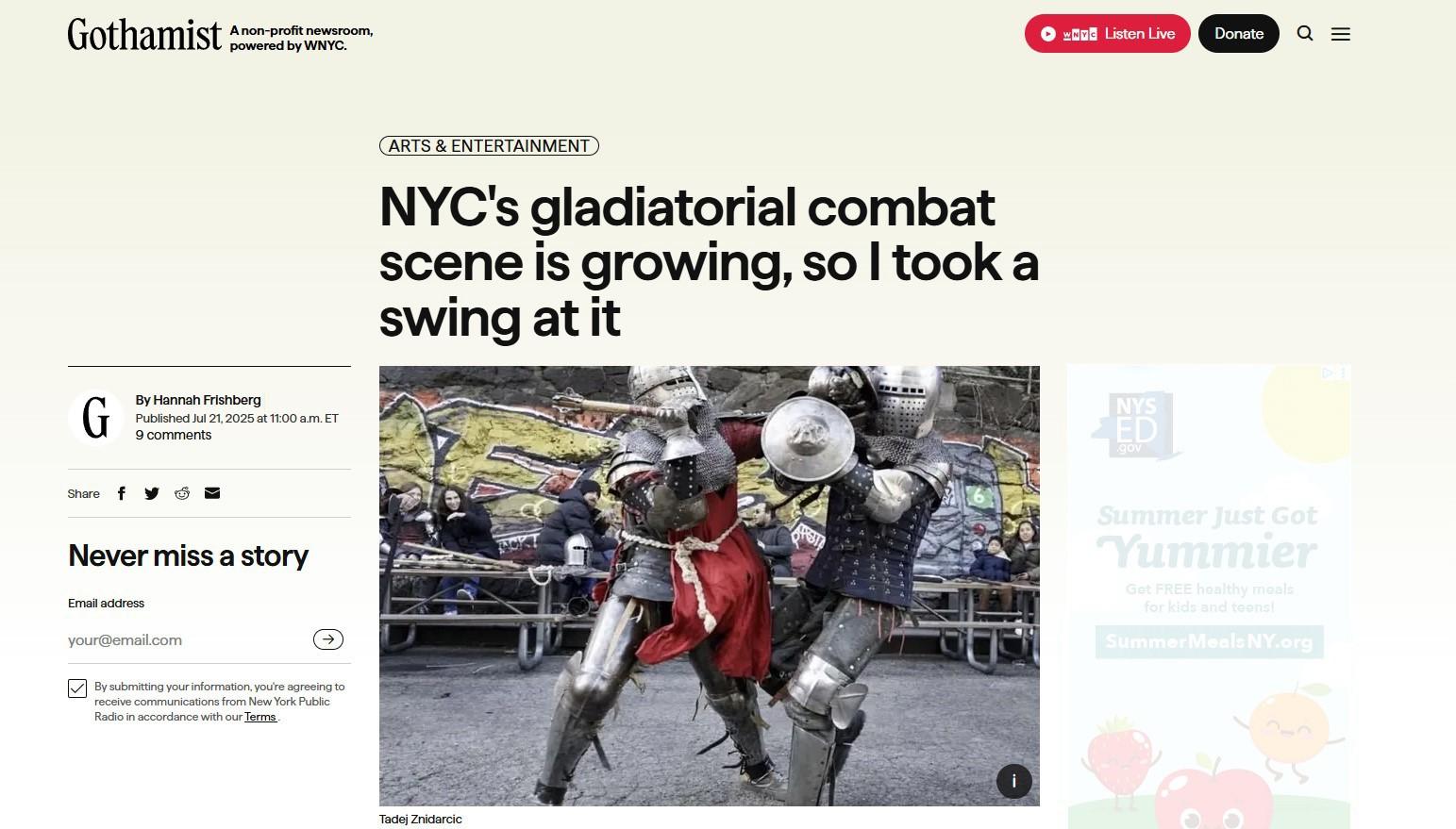 Gladiators NYC in Gothamist