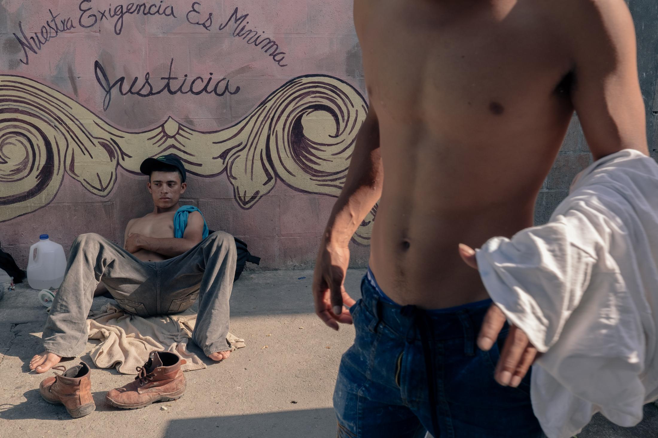 Southern Border - A young migrant is resting in the courtyard of La 72...