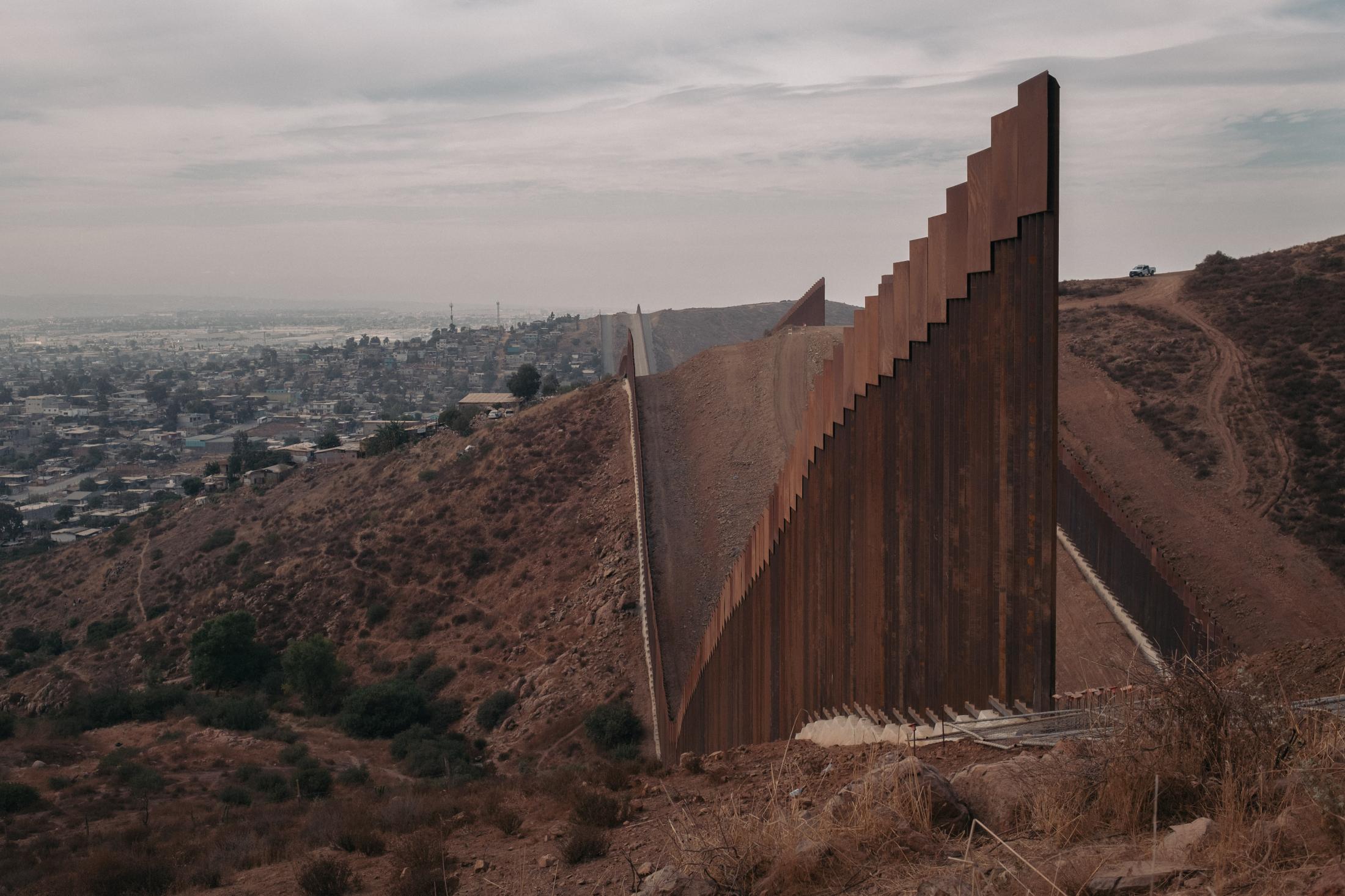 Southern Border - Border wall under construction in the town of Tijuana....