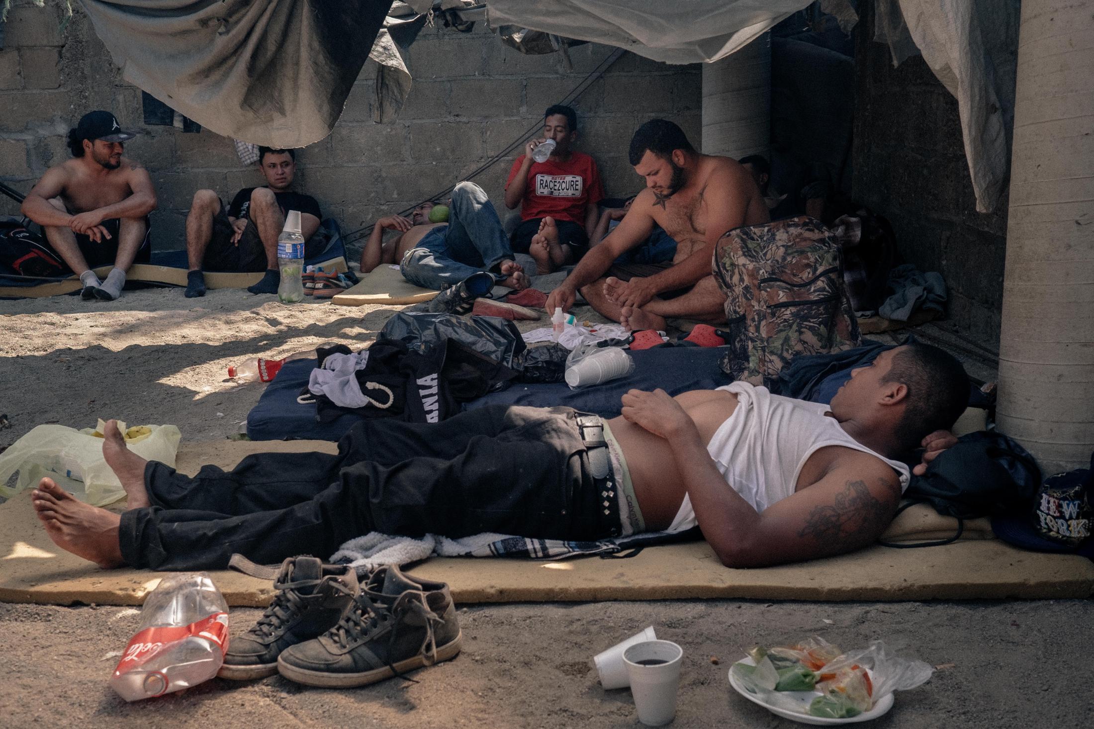 Southern Border - Migrants rest in the migrant's house in Chahuites,...