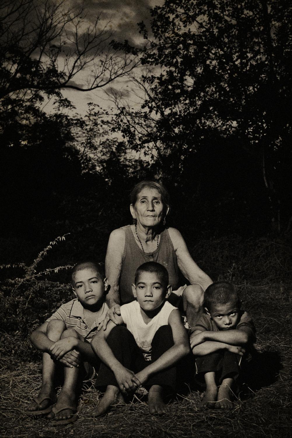 Honduras. February 2008. Faustina Zambrano is the grandmother of Wilson Noel Avila (right), Gustavo Adolfo Avila (middle) and Oscar Javier Avila...
