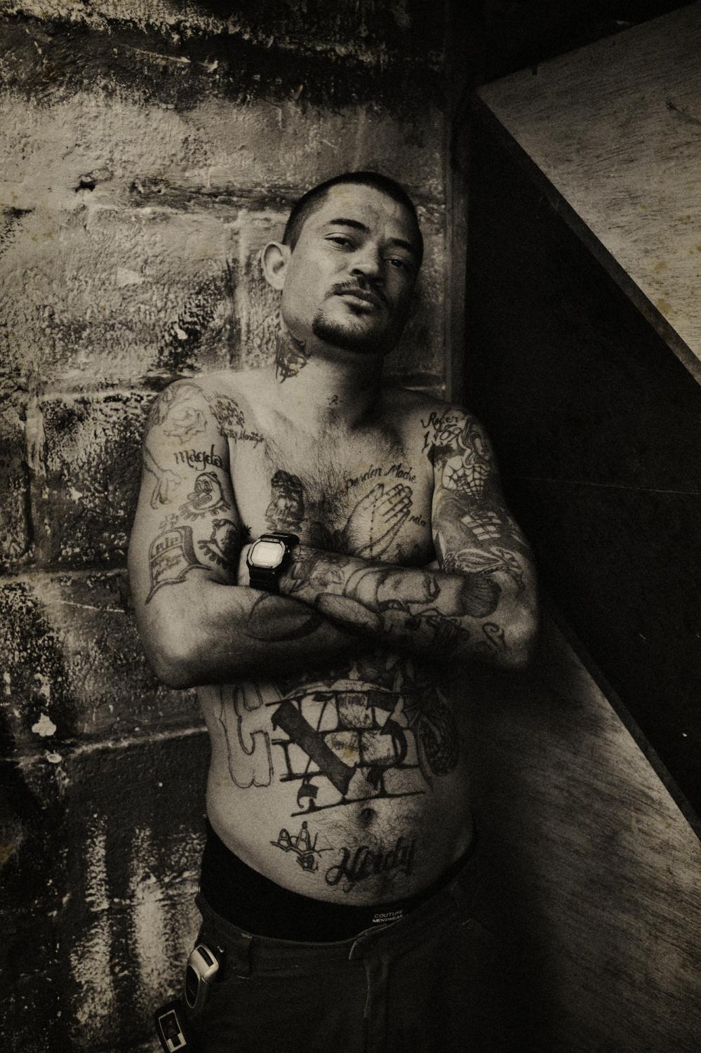 Honduras - Honduras.
February 2008.
A tattooed prisoner at San...