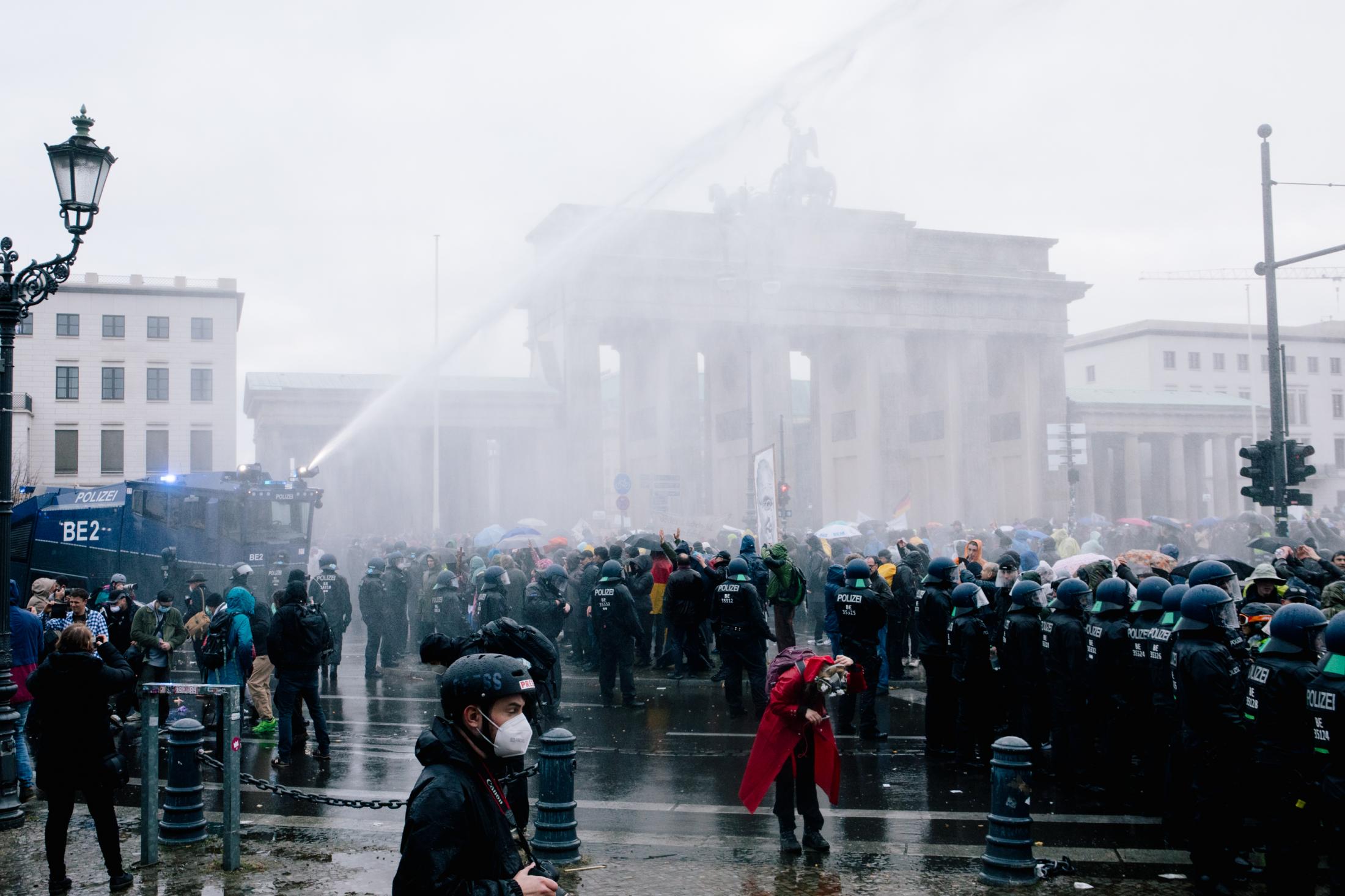 Conspiracy Ideologists rally in Berlin, as new German Infection Protection Act is decided
