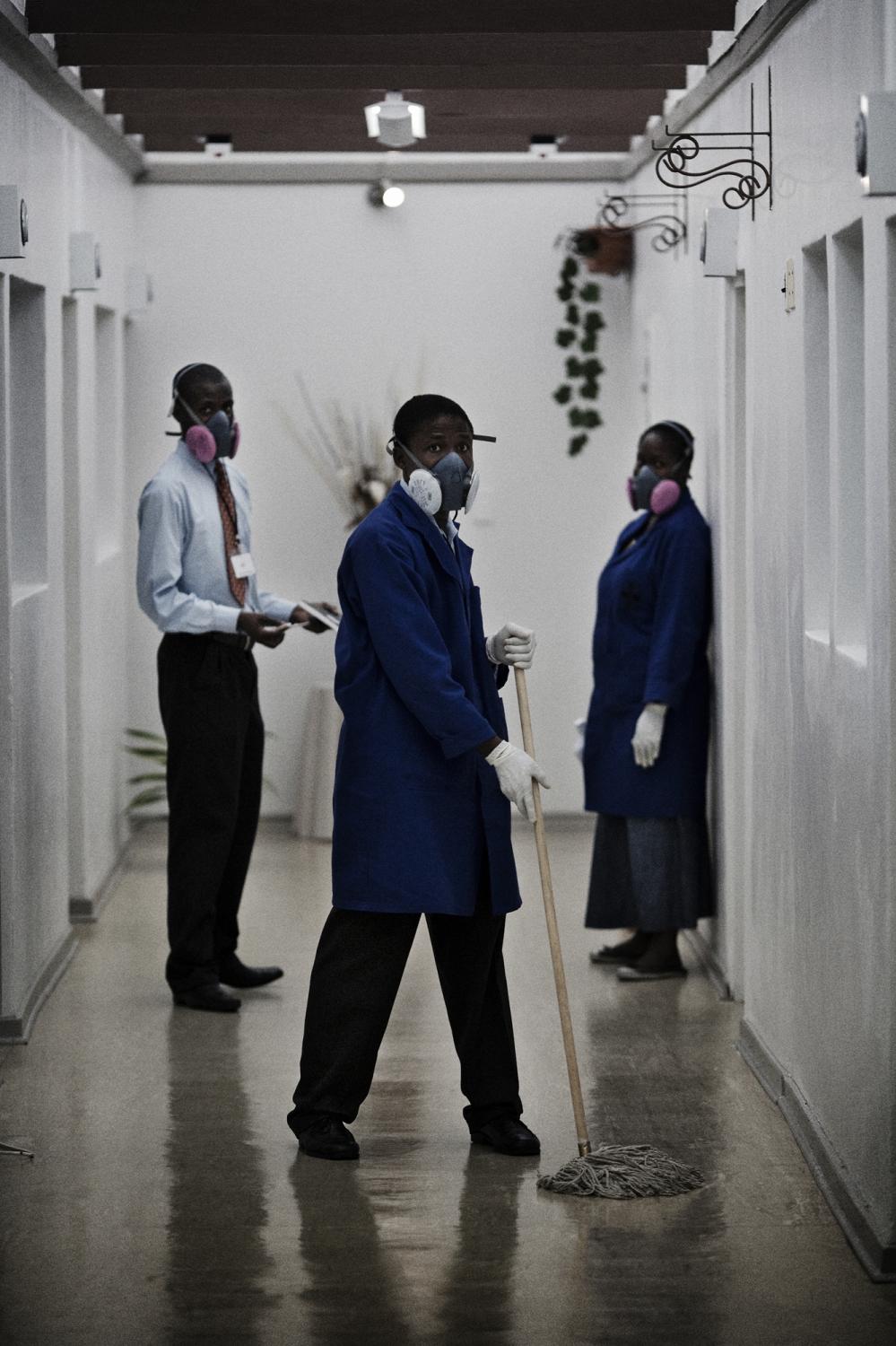 Tuberculosis / Lesotho - Lesotho.
Cleaners at the Maseru clinic, they need to...