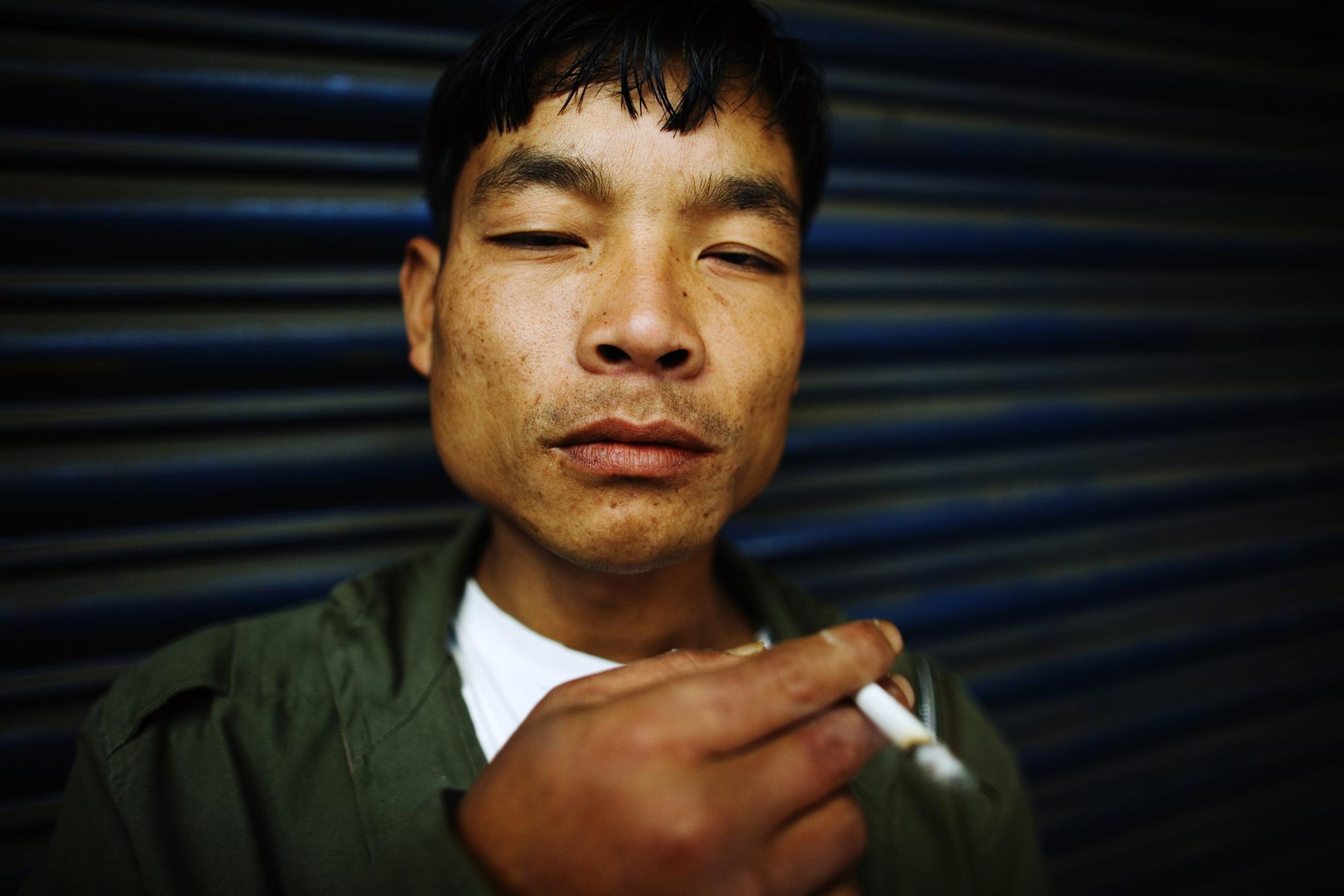 INDIA Shillong, Meghalaya A portrait of a recovering drug addict at the NEW HOPE drop-in centre. Here, ex drug addicts recover from their heroin...