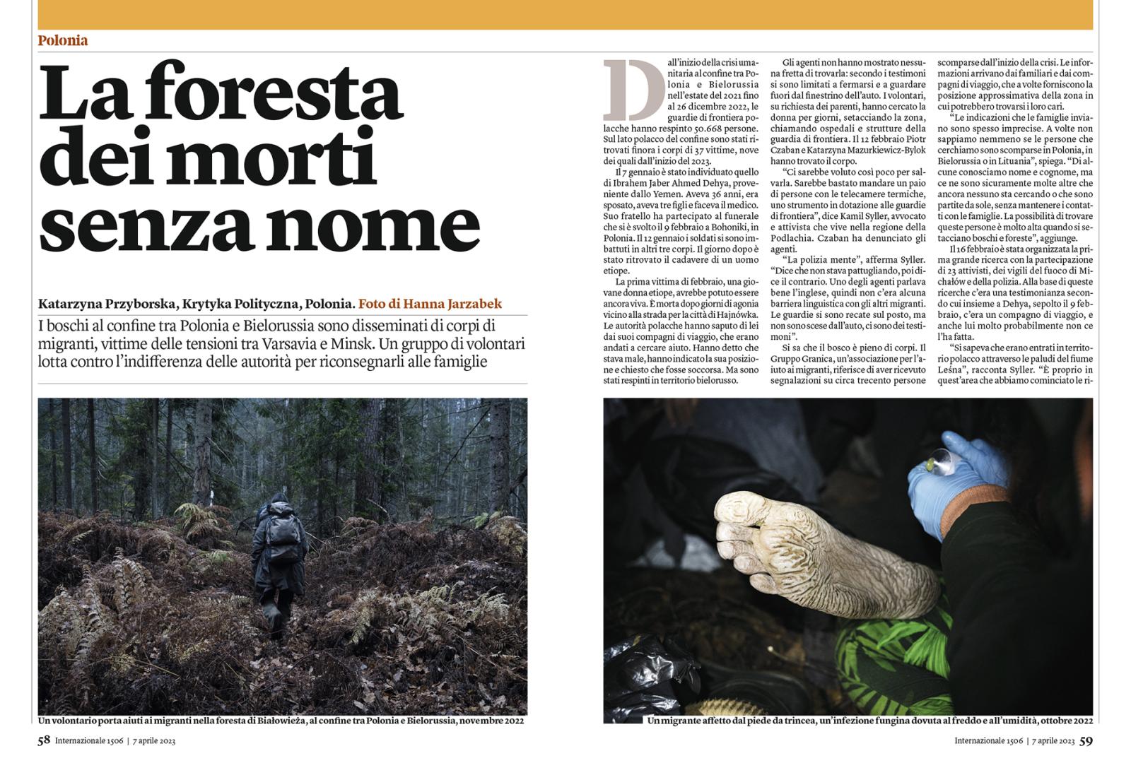 INTERNAZIONALE Magazine - publication about refugees in Bialowieza Forest
