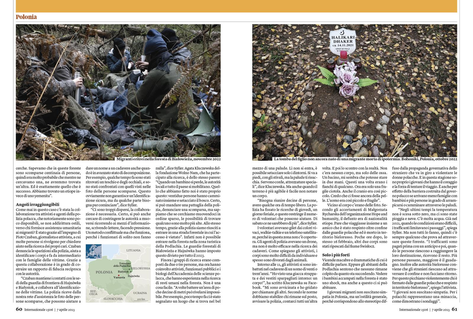 INTERNAZIONALE Magazine - publication about refugees in Bialowieza Forest