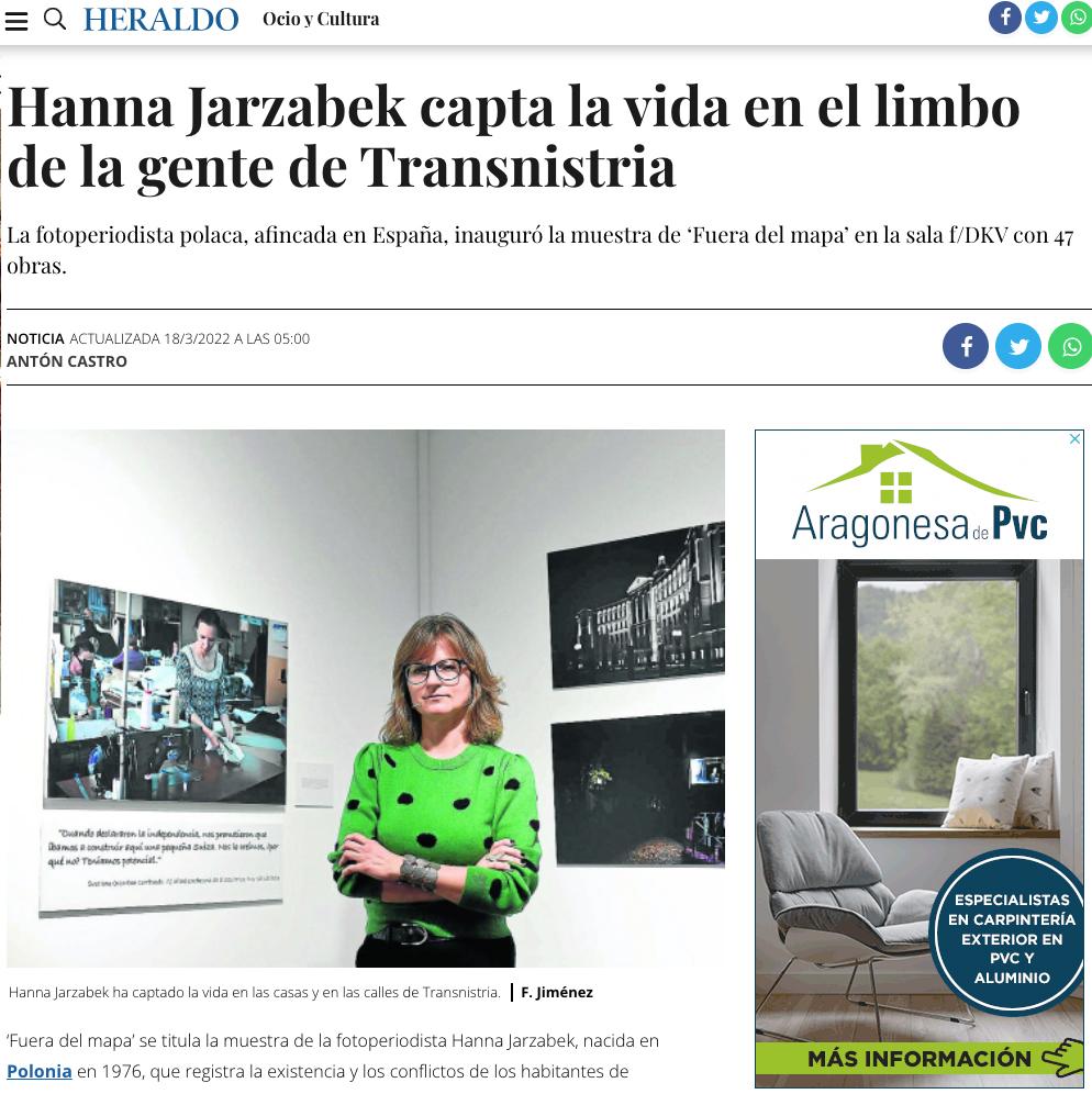 An article in Heraldo Tribune about my solo exhibition in f/DKV, Zaragoza
