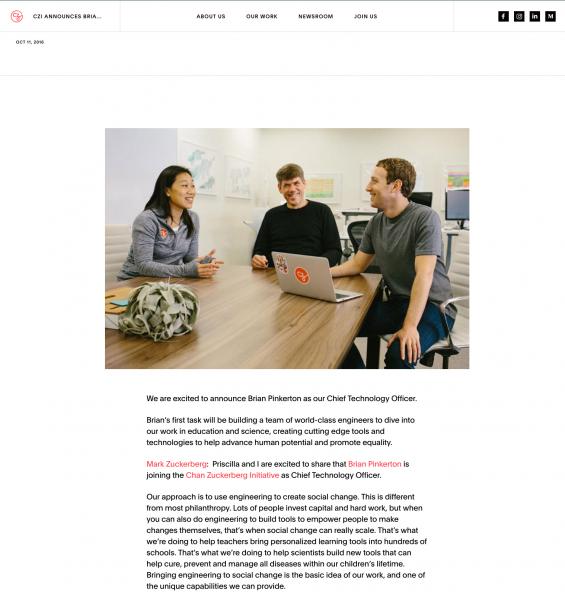 Image from Tearsheets and press - Chan Zuckerberg Initiative / Hiring of first company officer
