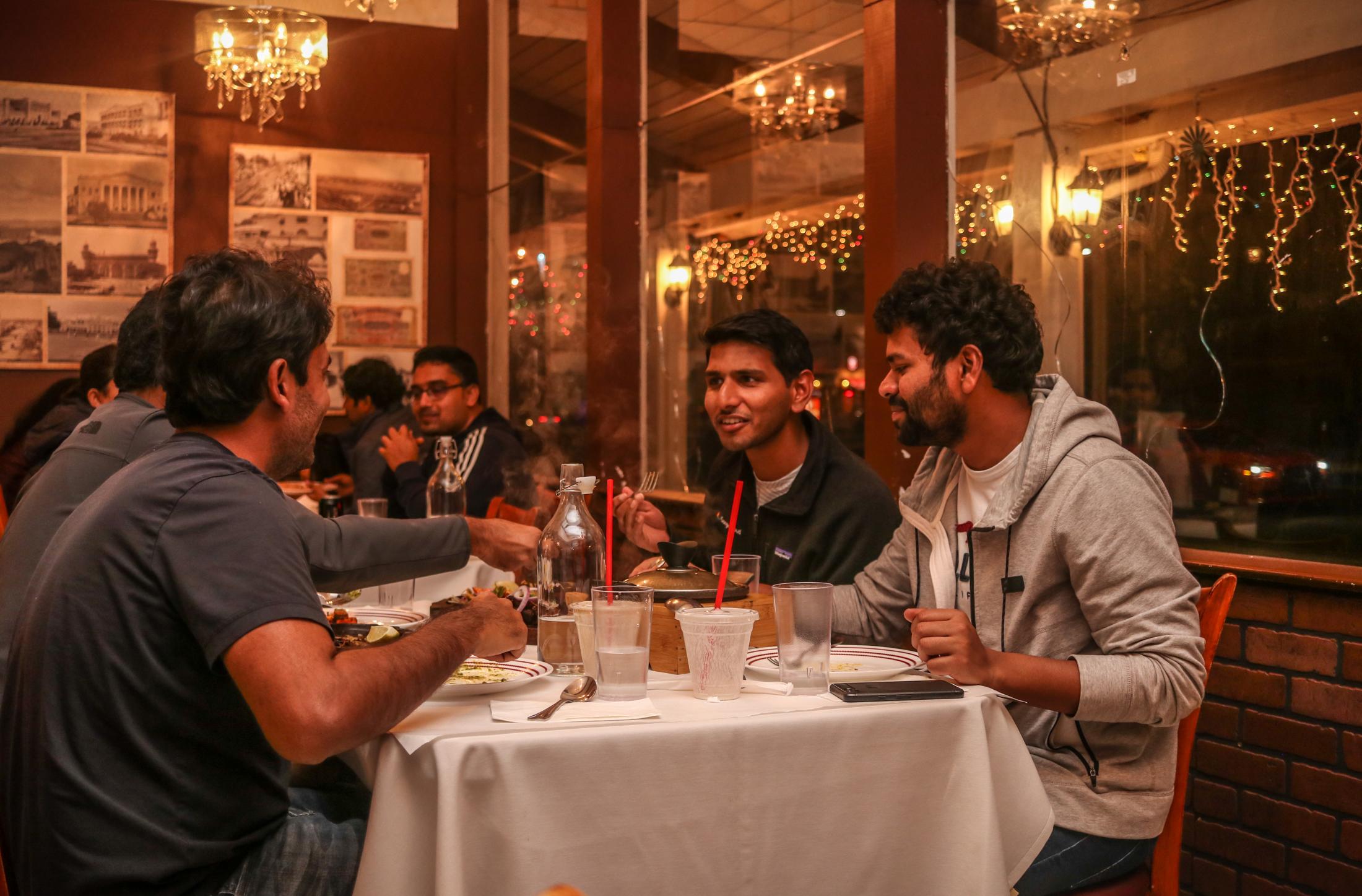 Indian Food - Customers dine in at Palamuru Grill in Santa Clara,...