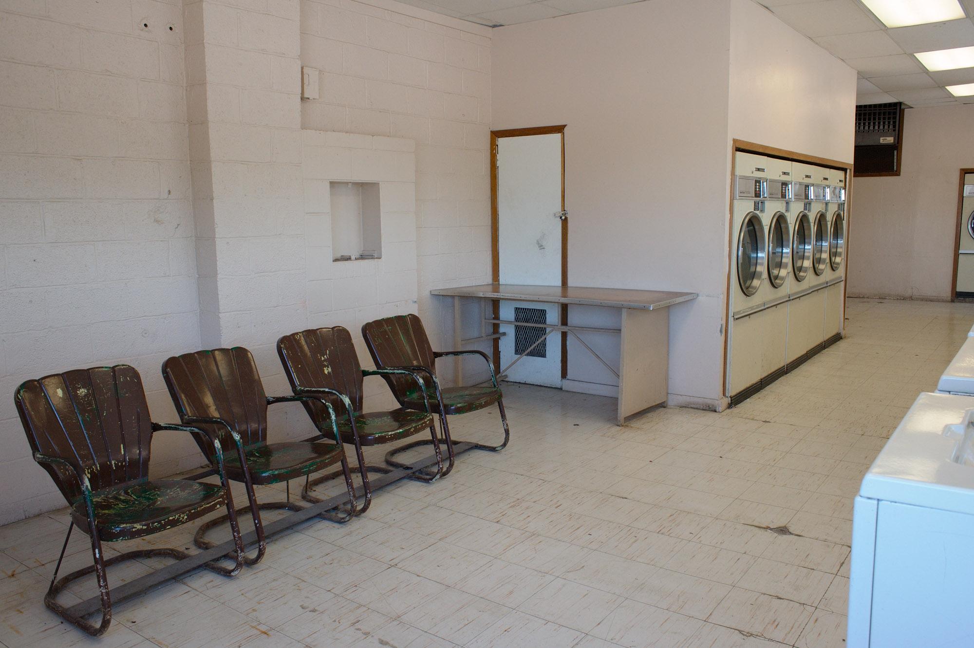 The Laundromat -  Sunnyside Landromat.   Lennox, South Dakota, USA. August...