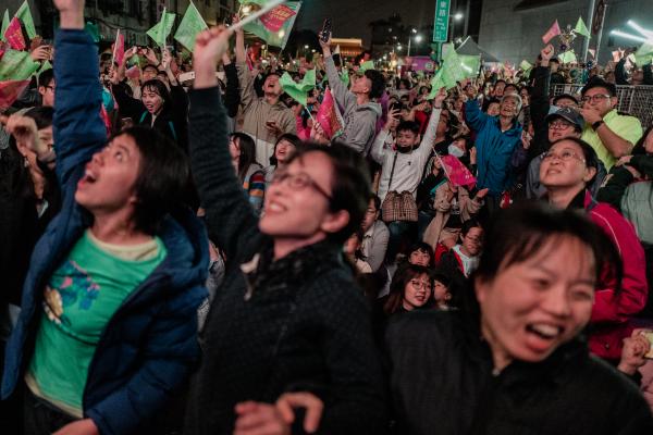 Singles  - TAIPEI, TAIWAN - JAN 11, 2020 Supporters of Taiwan's...