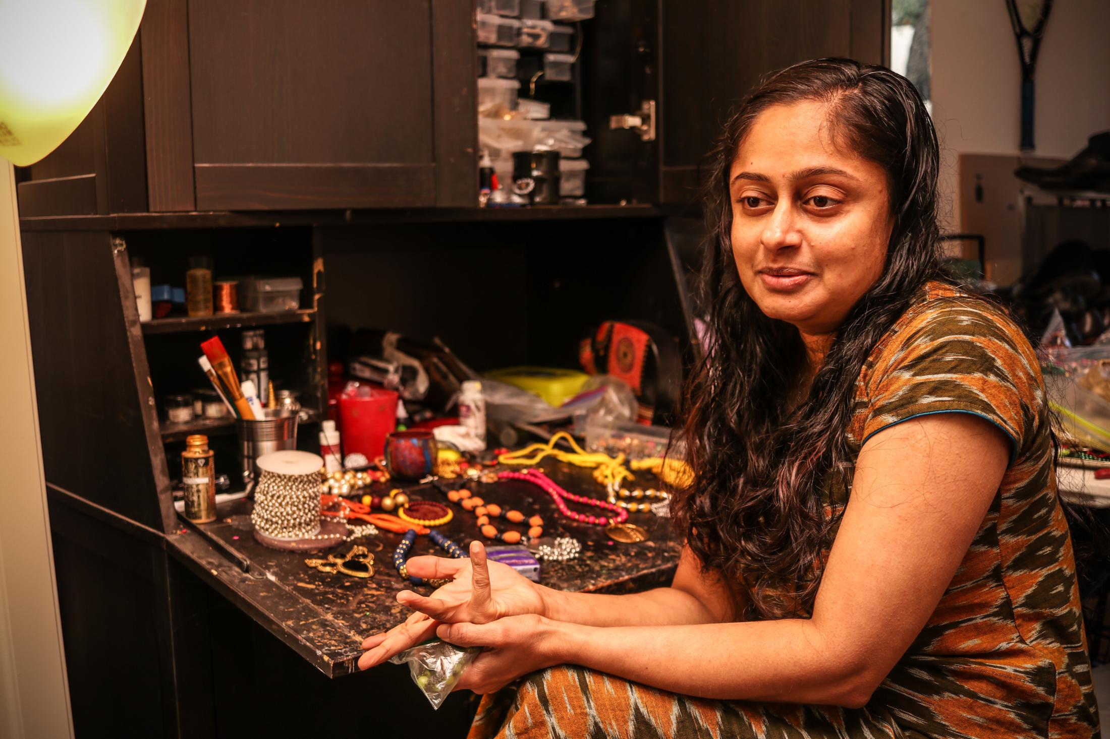 Vani Haridas talks about her passion for jewelry-making, at her residence in San Jose, Calif., on Saturday, Dec 14, 2019.