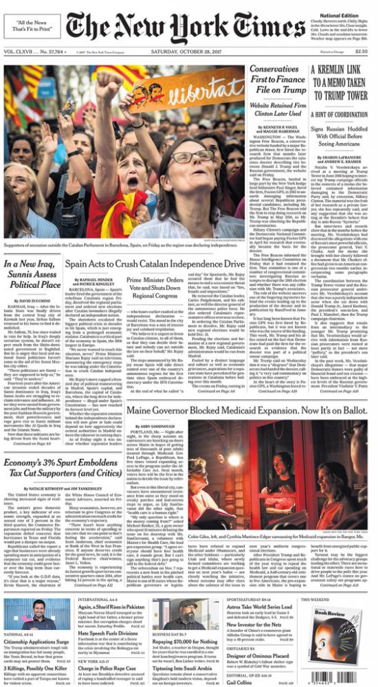 Thumbnail of Front page: The New York Times 
