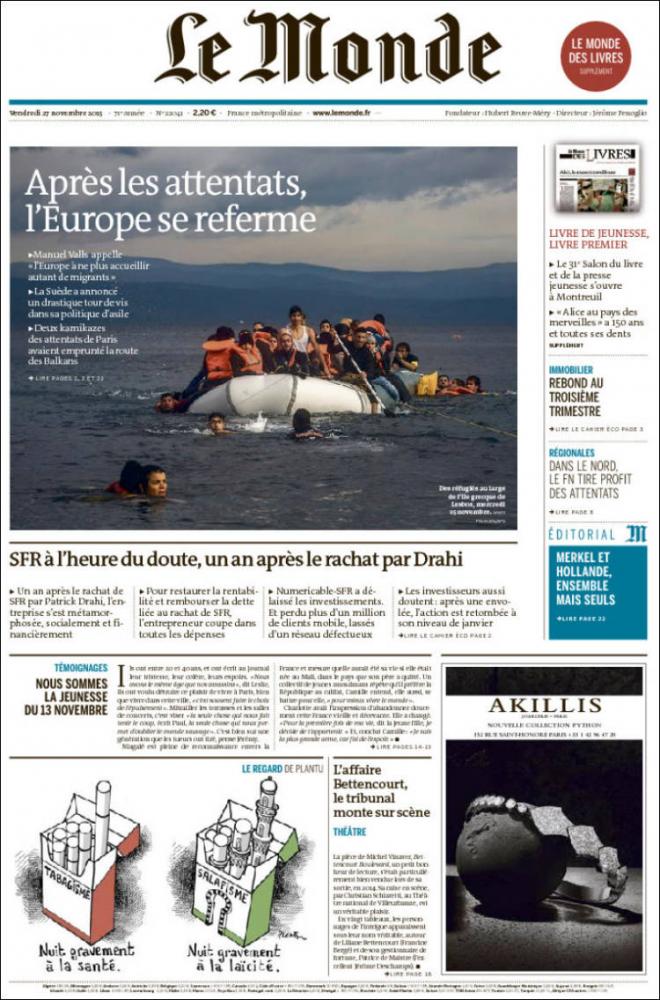 Front page: Le Monde 