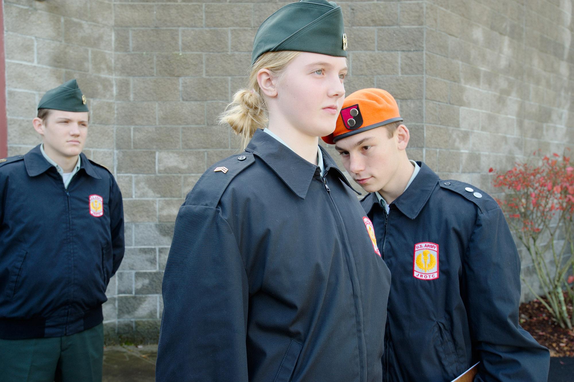 Cadets - Uniform Inspection Day. Jeremy, commander of the JROTC...