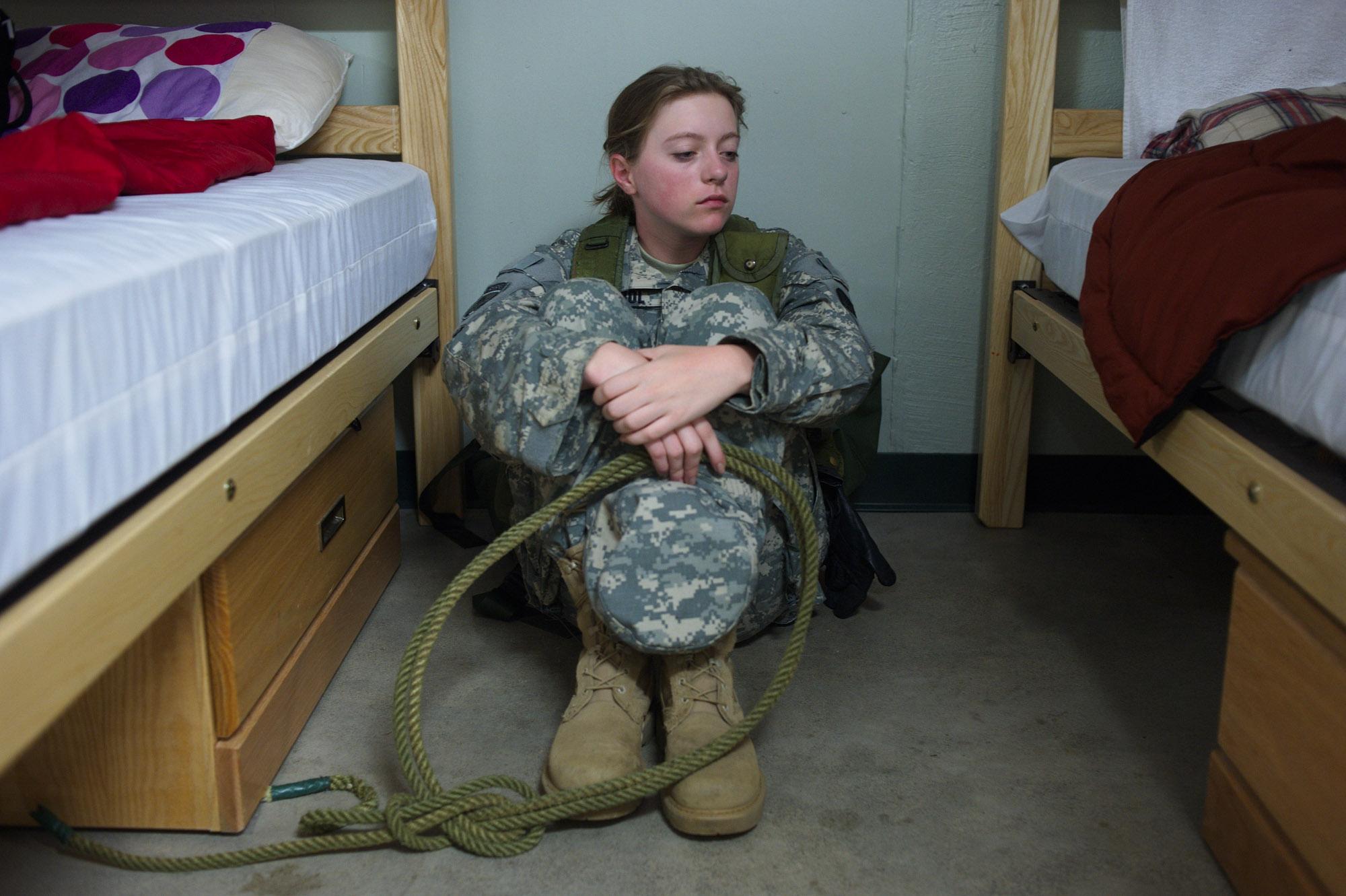 Cadets - Riley in the girls’ barracks at Army training site...