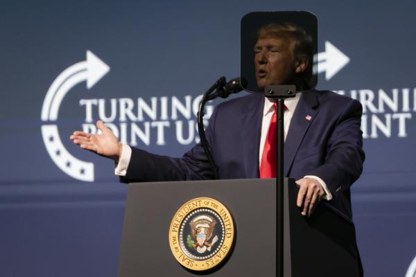WEST PALM BEACH, USA - DECEMBER 21: U.S. President Donald Trump speaks at the Turning Point USA Student Action Summit at the Palm Beach County Convention Center in West Palm Beach, Florida on December 21, 2019. Photo: Eva Marie Uzcategui