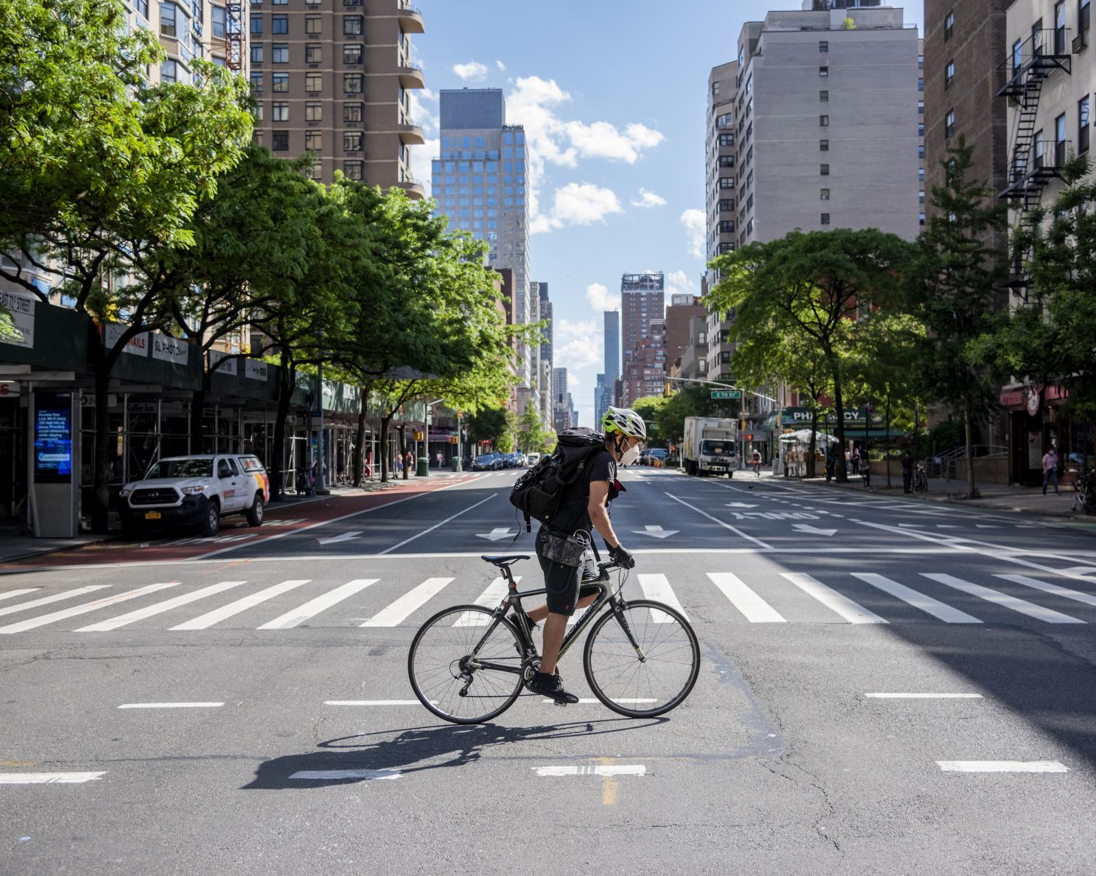 NEWS - Jaciel biking over an empty Midtown Manhattan...