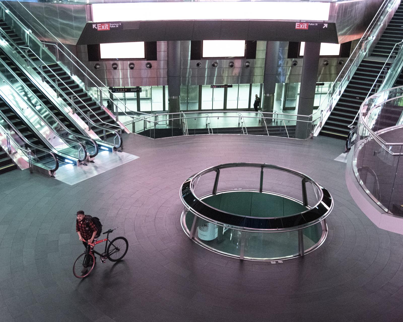 NEWS - Interior view from an empty Fulton Station in Manhattan,...