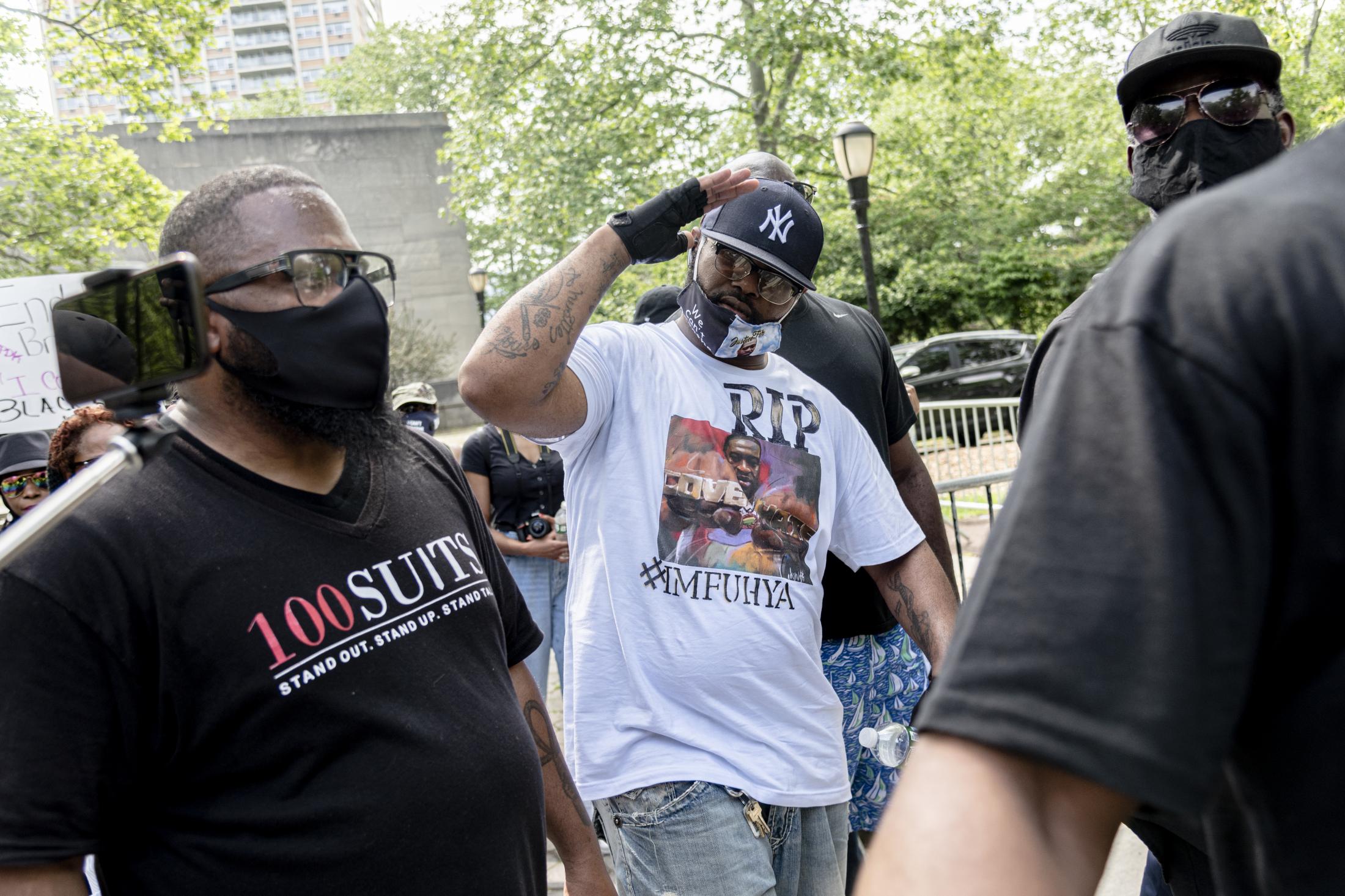 Terrance Floyd, George&#39;s Floyd brother arrives at a protest in New York, invited by activist groups, after the first week of demonstrations across the country. New York, May 2020.