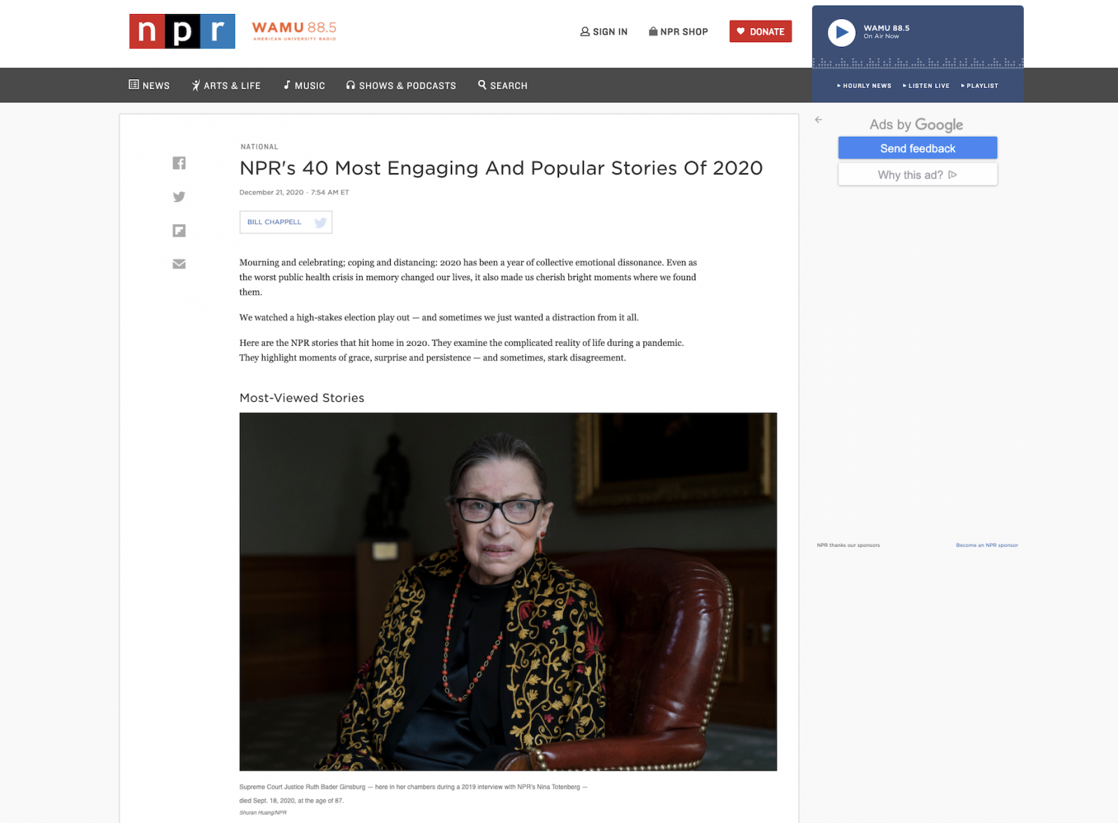 Thumbnail of Supreme Court Justice Ruth Bader_ept. 18, 2020, at the age of 87.