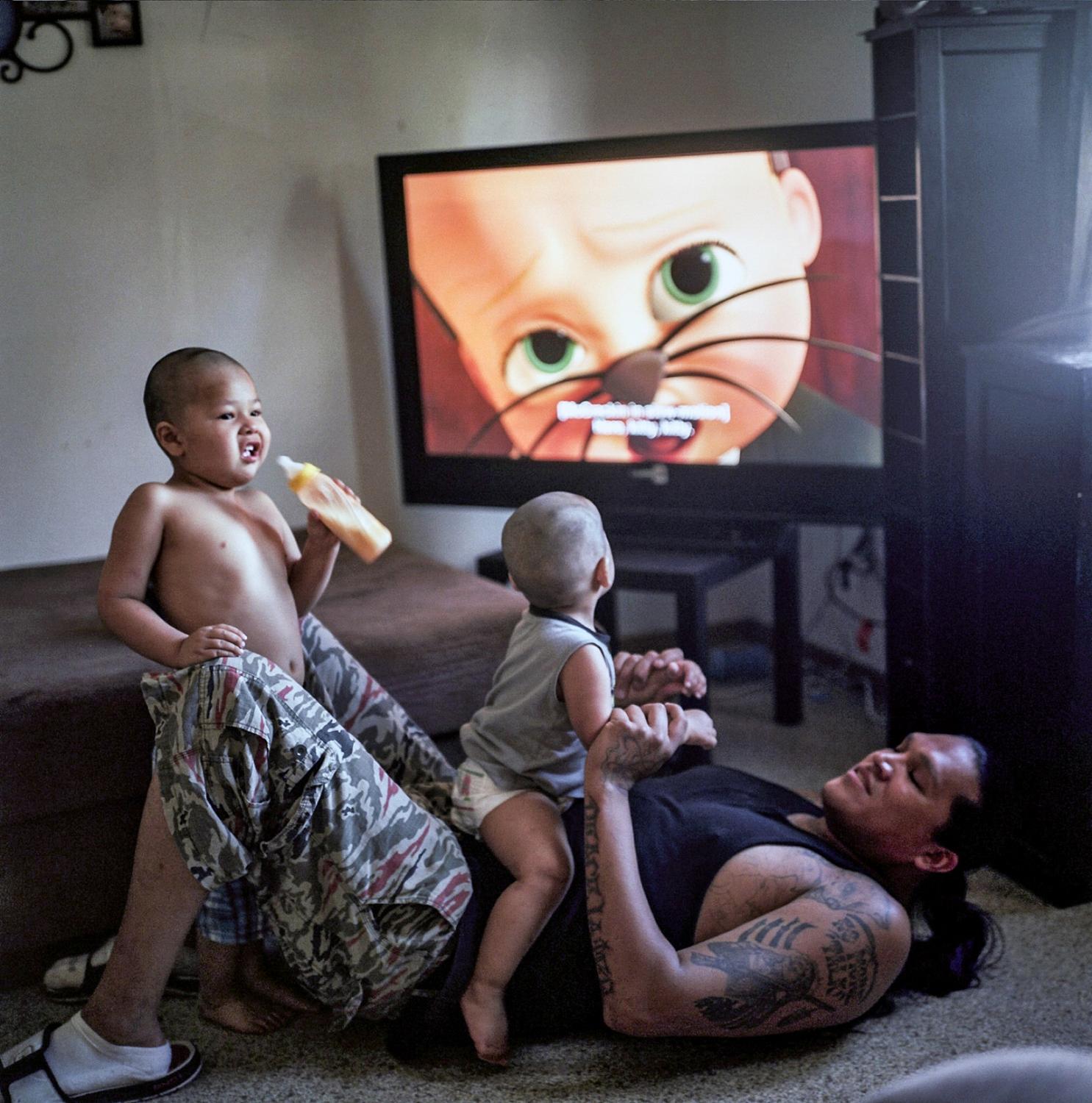 Spirit Lake - Rob at home with his two sons. Rob is a 36 y.o. single...