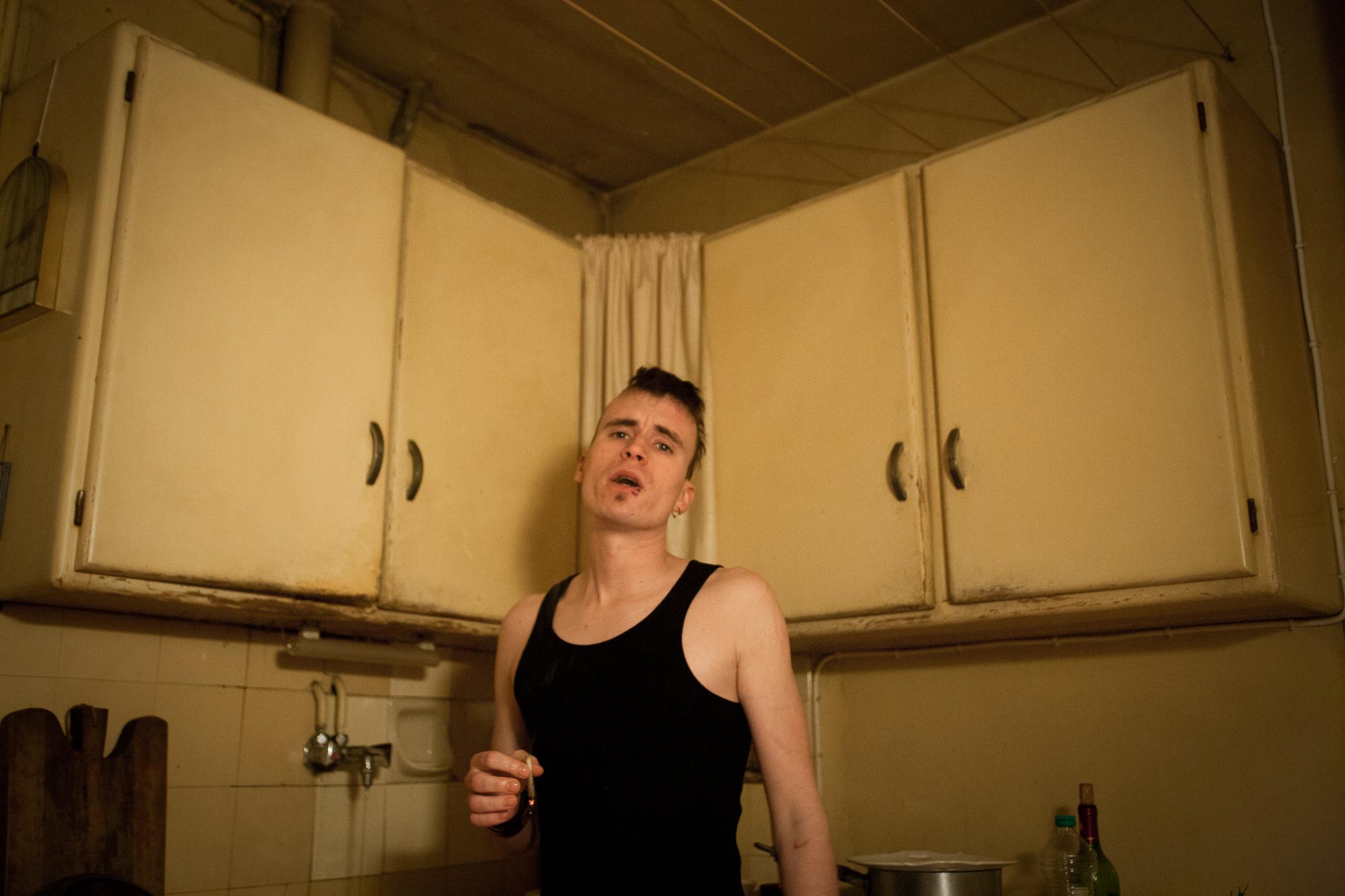 Roof investigations - Inside the Mabo squat. Titeuf in the kitchen of his flat...