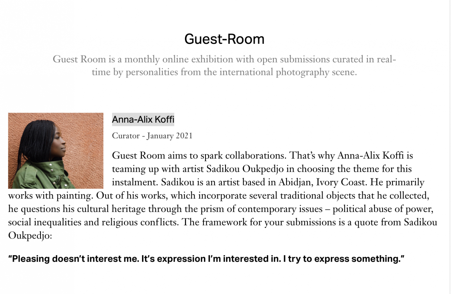 DER GRIEF: 'Guest Room' Online Exhibition curated by Anna-Alix Koff