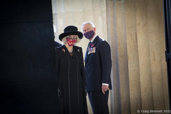 Prince Charles and The Duchess of Cornwall at the Neue Wache Central Memorial in Berlin for Germany&lsquo;s Day of Mourning.