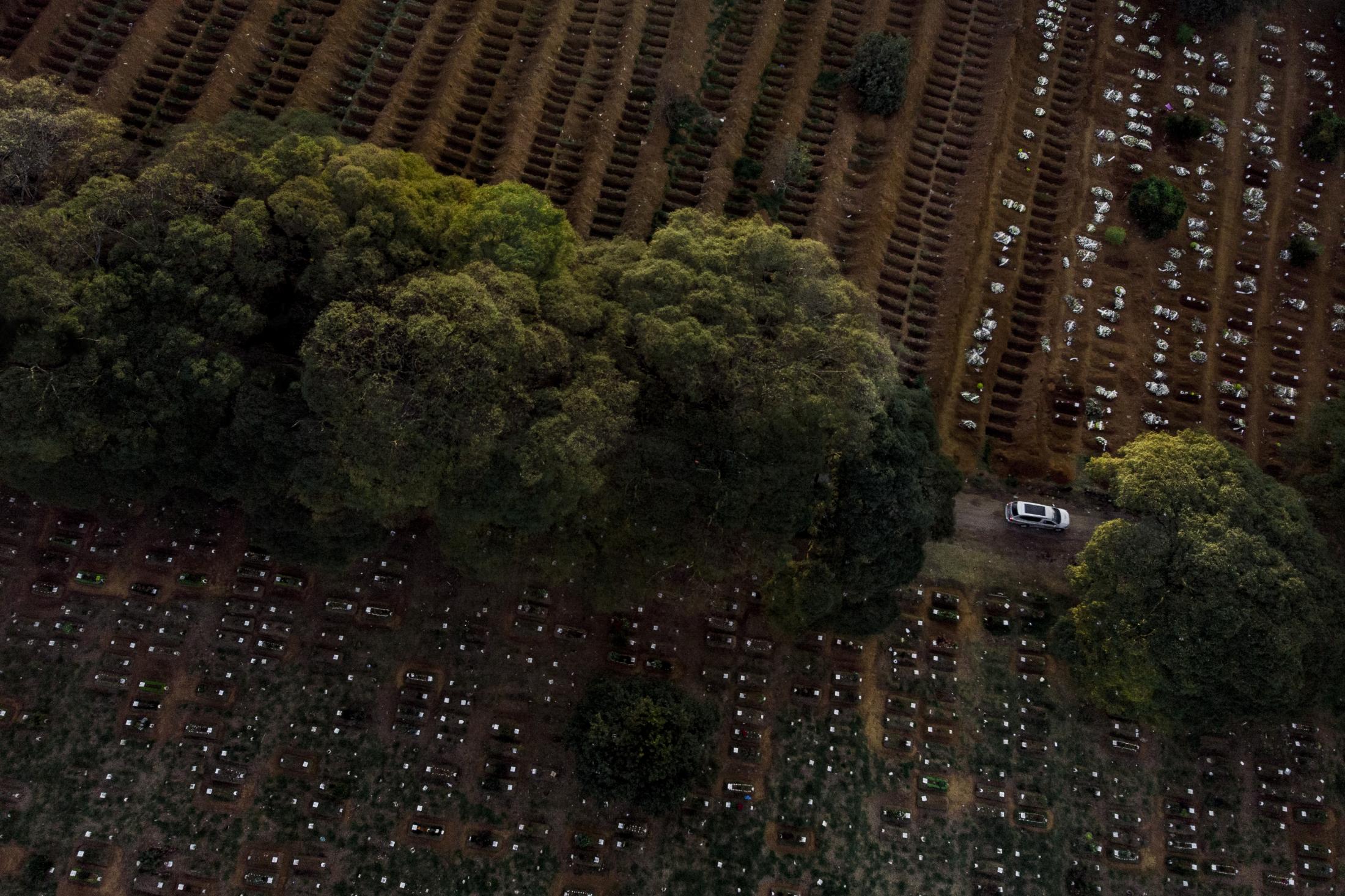 Invisible Gravediggers - June 12, 2020  Aerial view of Vila Formosa Cemetery,...