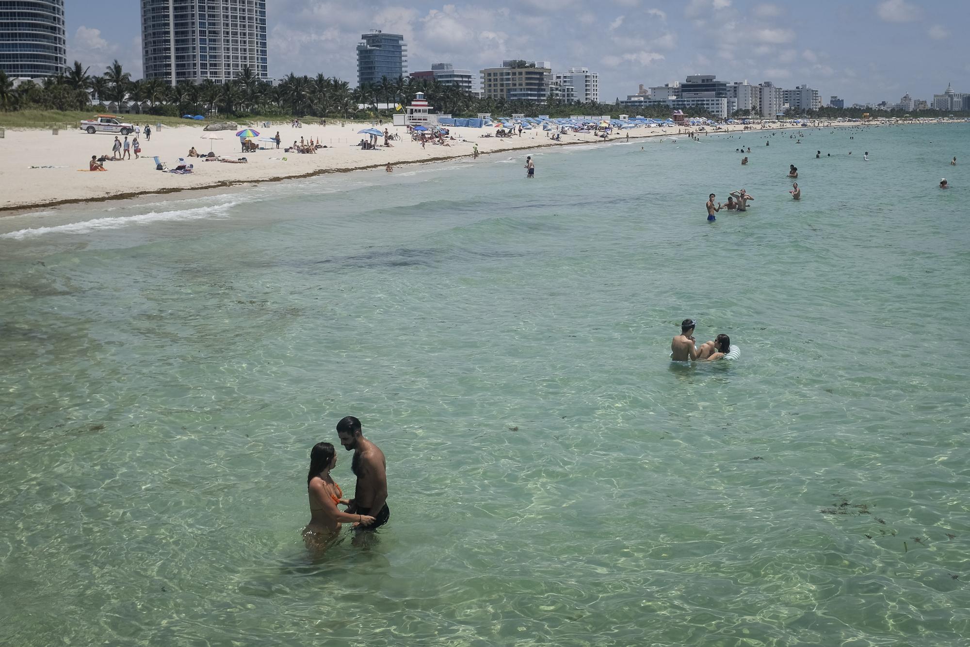 Beaches reopen with restrictions to limit the spread of the coronavirus disease  - A general view of South Beach as beaches are reopened...