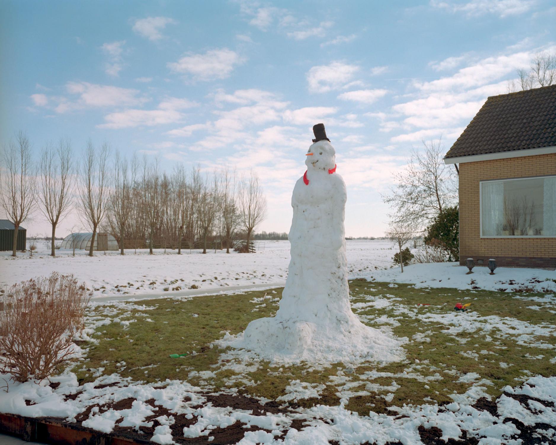 The Netherlands - Snowman. Stolwijk, Zuid-Holland, The Netherlands. March...