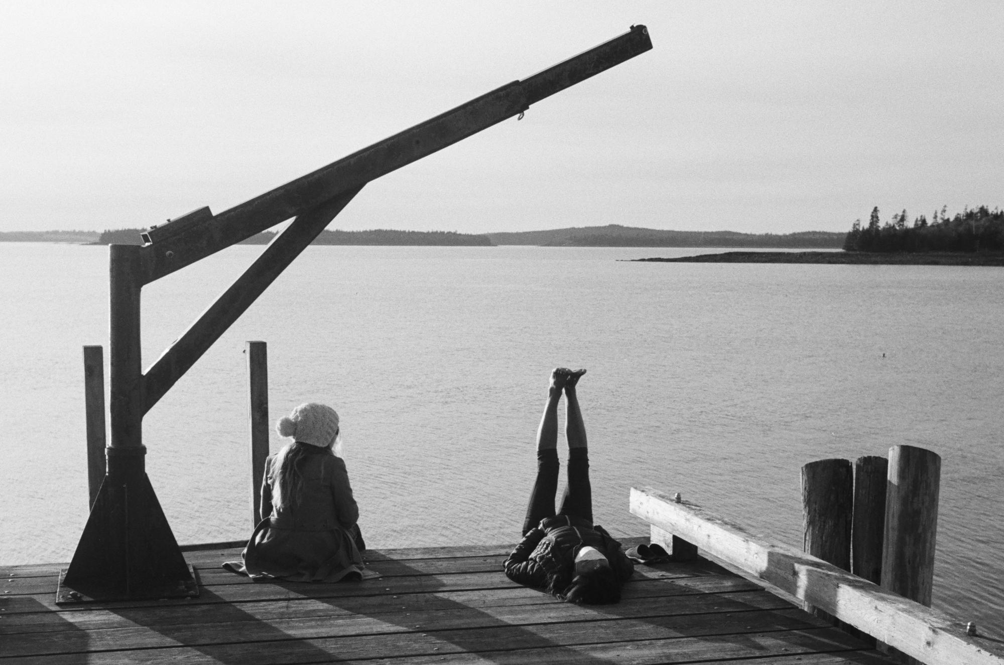 Katherine In Covid - With her mom KwiNam on the end of a pier in Downeast Maine.