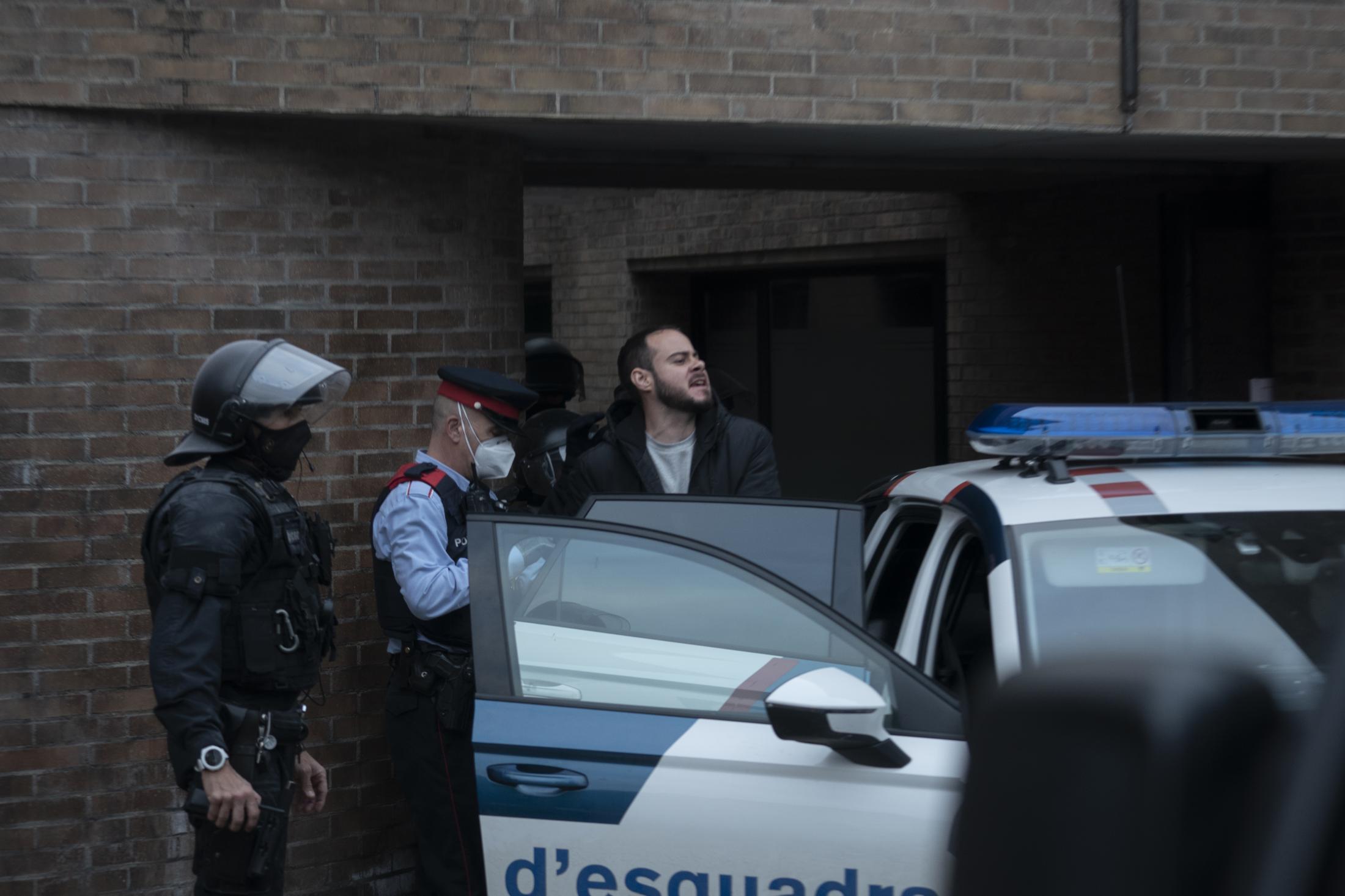 Pablo Hasel Imprisonment  - Rap singer Pablo Hasel is detained by police officers at...