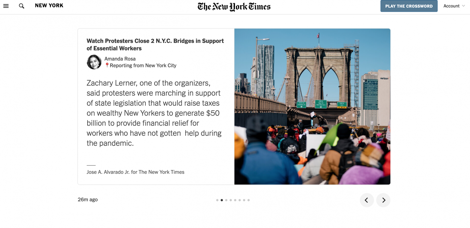 for The New York Times: Watch Protesters Close 2 N.Y.C. Bridges in Support of Essential Workers