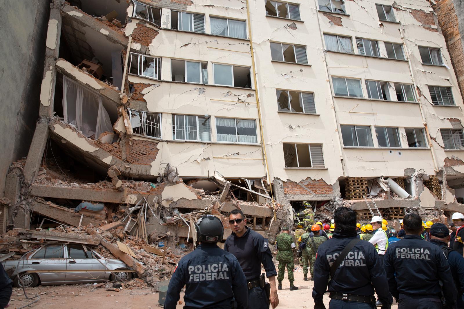 MEXICO Ongoing rescue operation for survivors feared trapped in a collapsed building felled by a...