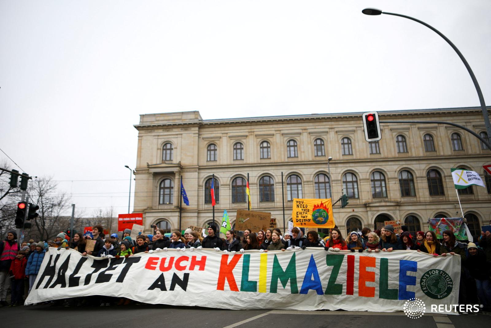 Fridays For Future calls for global climate strike for Reuters - People take part in the Global Climate Strike by the...