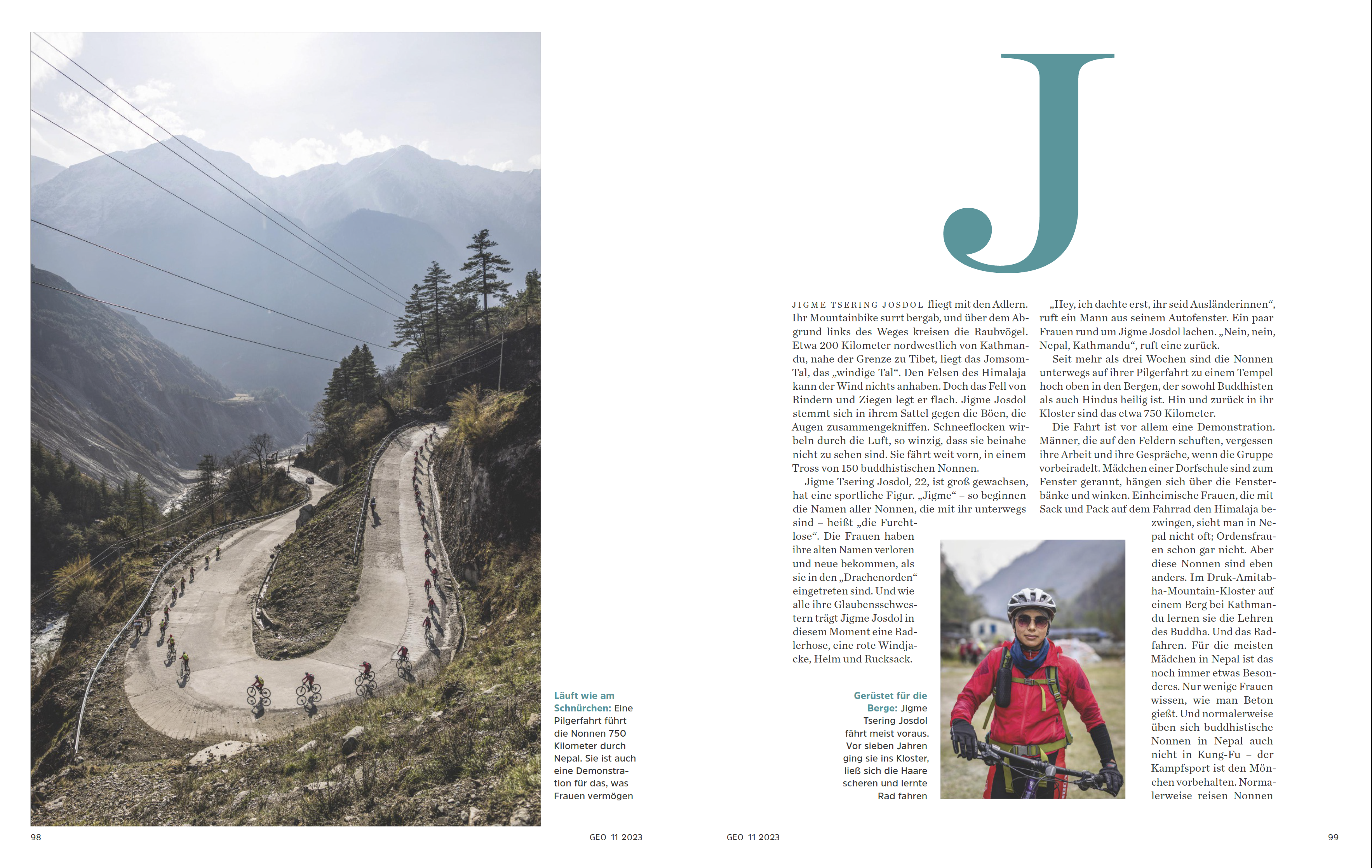 GEO magazine publication of my long-term project about the fearless Kung Fu Nuns of the Himalayas