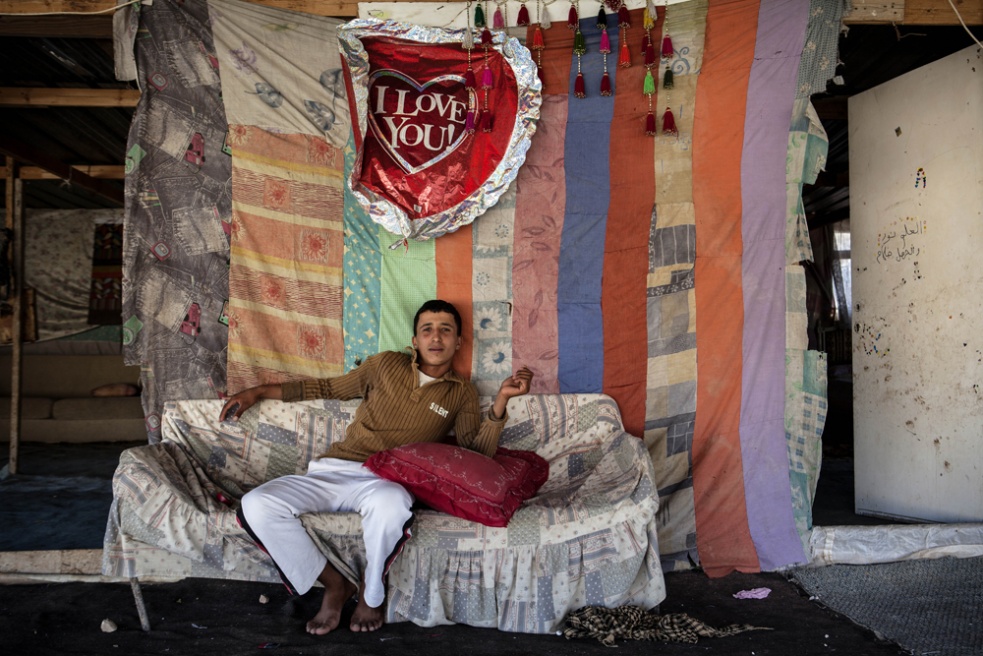 Young man from Khan Ahmar relax... Israeli construction projects.