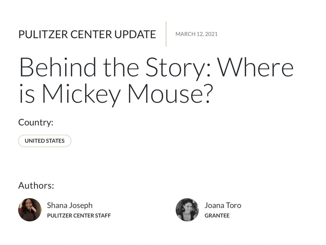 Thumbnail of Interview in Pulitzer Center Website