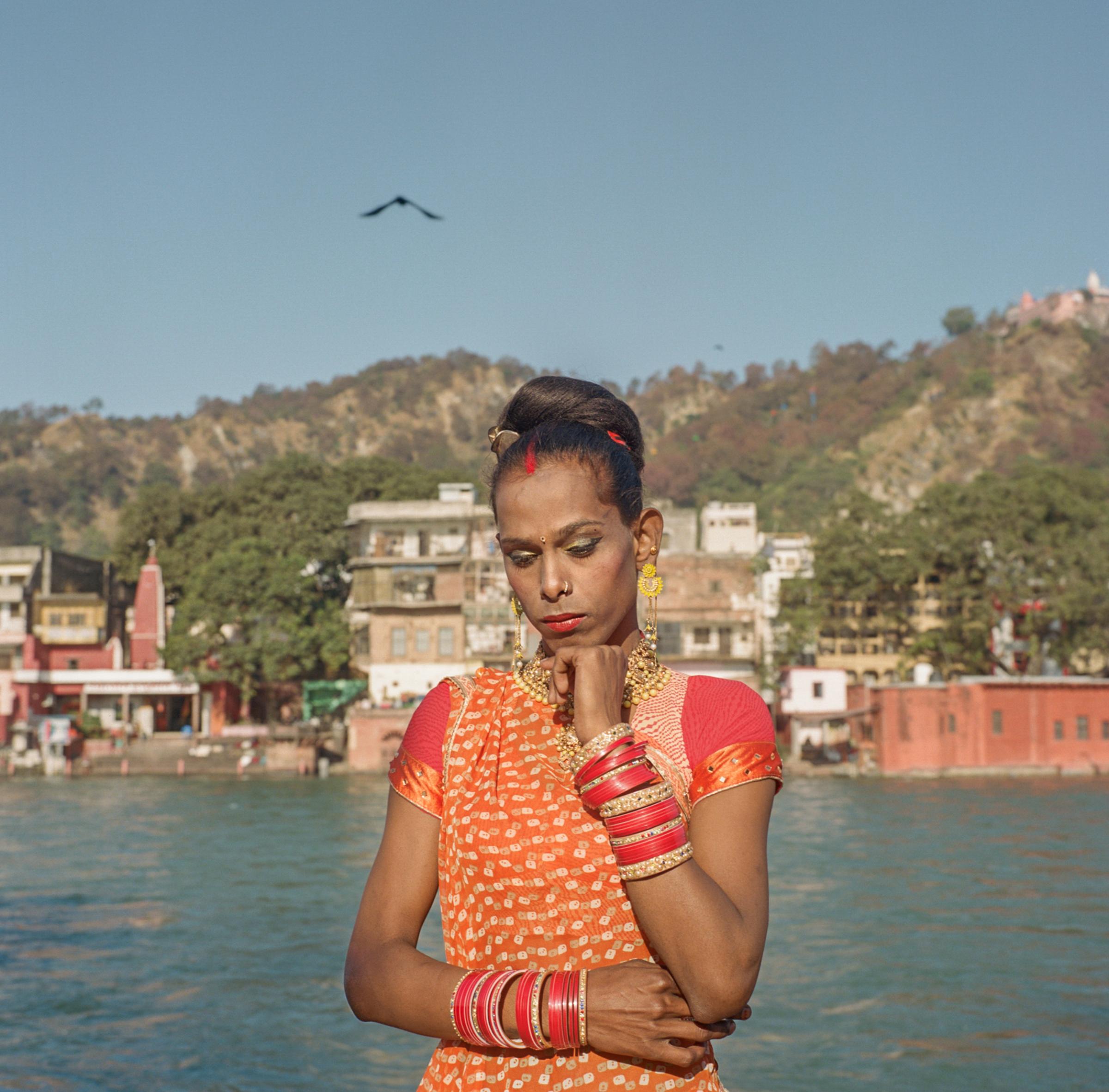 Plastic's Threat to Life Along the Ganges River - Kushi, a 23-year-old hijra, poses for a portrait along...
