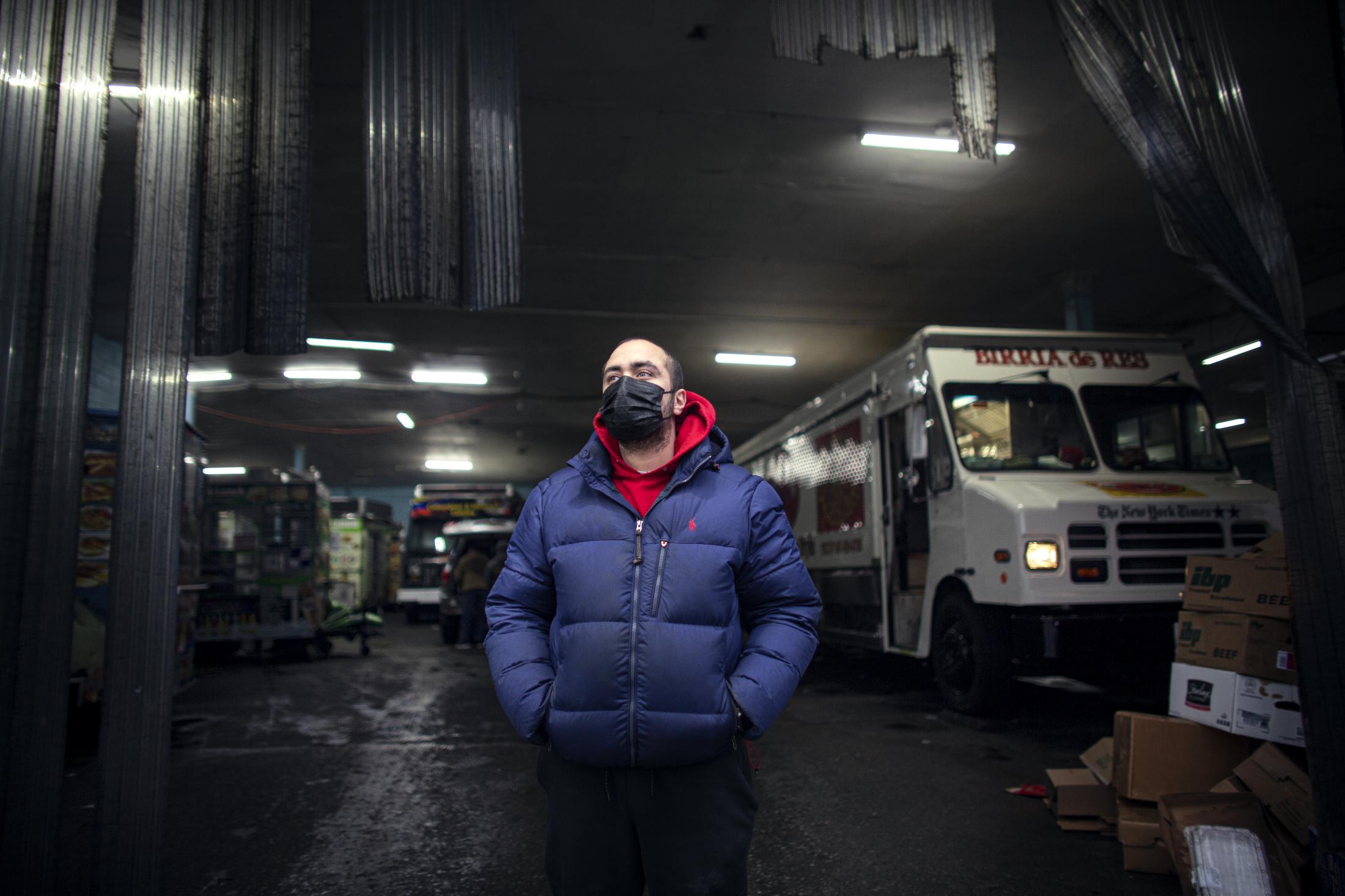 Mahmoud Ibrahim, a second generation Egyptian from Queens, poses for a photo at the commissary on Tuesday, January 26, 2020. Ibrahim and his family are among the street vendors who have been forced to close their business due to difficulty obtaining licenses to sell food on the street.